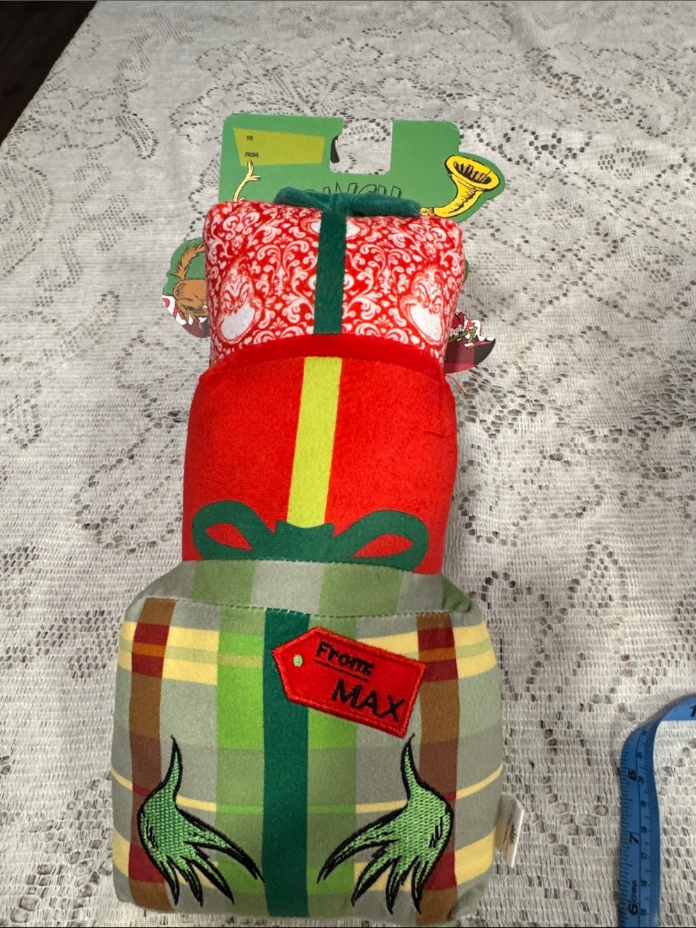 WOOF Dr. Seuss Grinch multi-squeaker plush pet toy